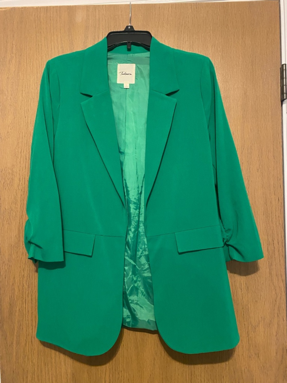 Tahara Bright Green Women's Open-Front Blazer